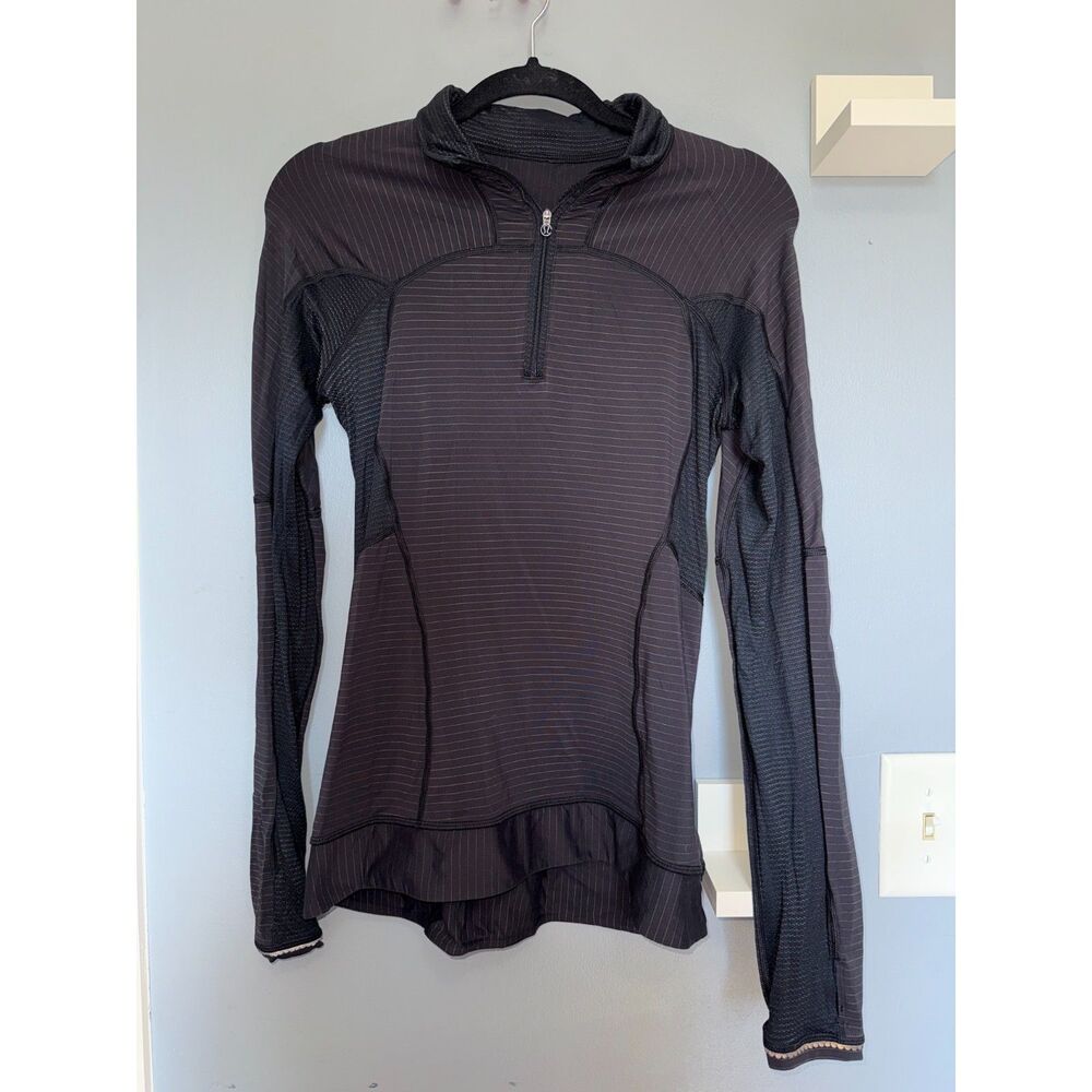 Lululemon Black W/Rainbow Pattern Run For Gold 1/2 Zip Pullover | Size 8